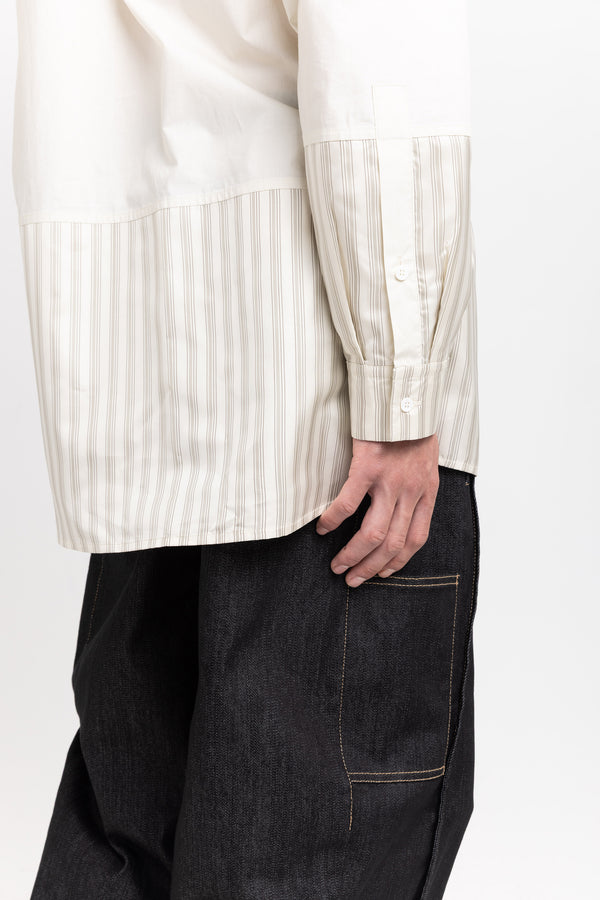 Nehera Bone Crispy Poplin & Stripe Long Shirt