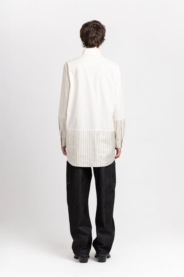 Nehera Bone Crispy Poplin & Stripe Long Shirt