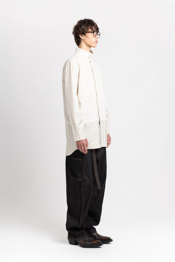 nehera Bone crispy poplin & stripe long shirt