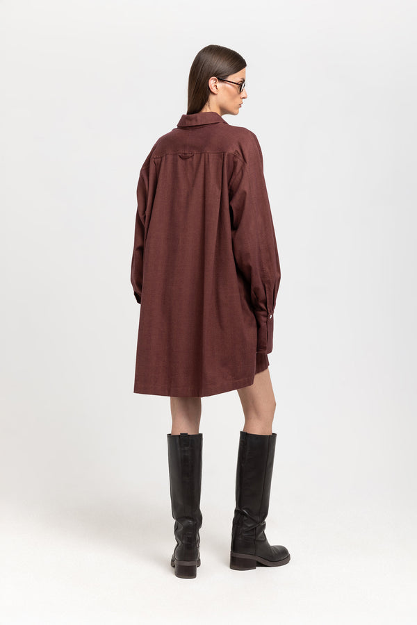 Nehera Burgundy Herringbone Flannel Dress