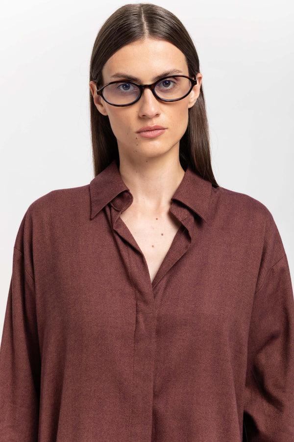 Nehera Burgundy Herringbone Flannel Dress