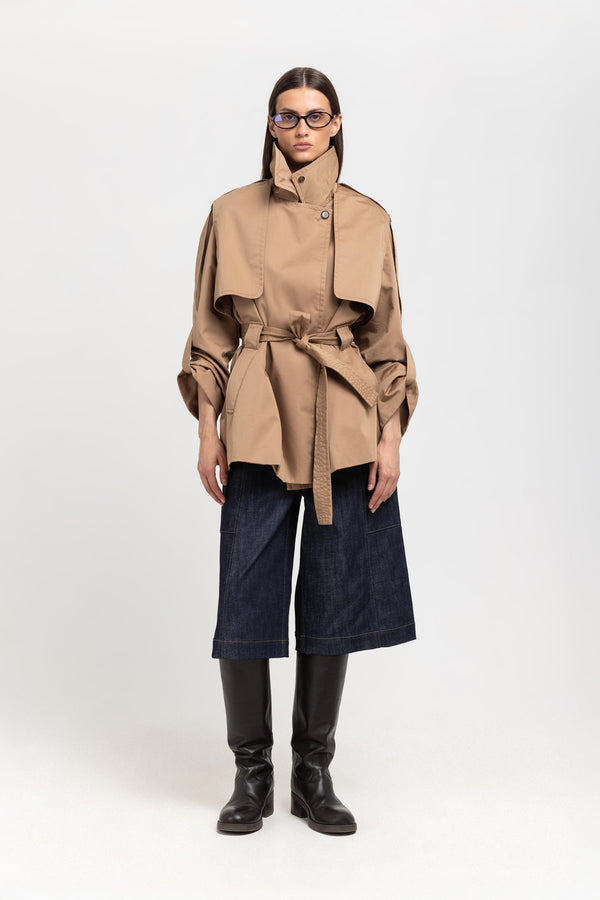 Nehera Camel Short Trench With Belt