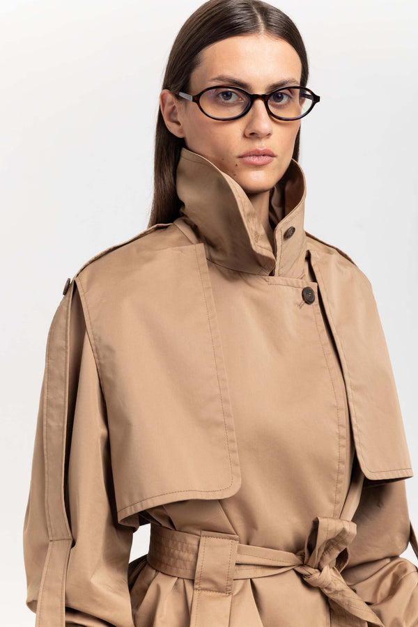 Nehera Camel Short Trench With Belt