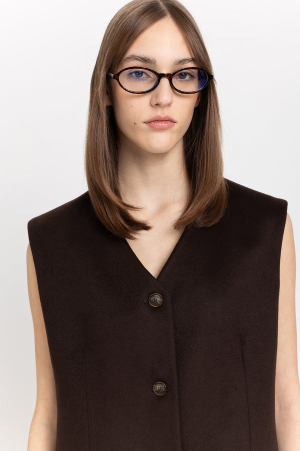 nehera Chocolate Wool Cashmere Blend Tailored Vest