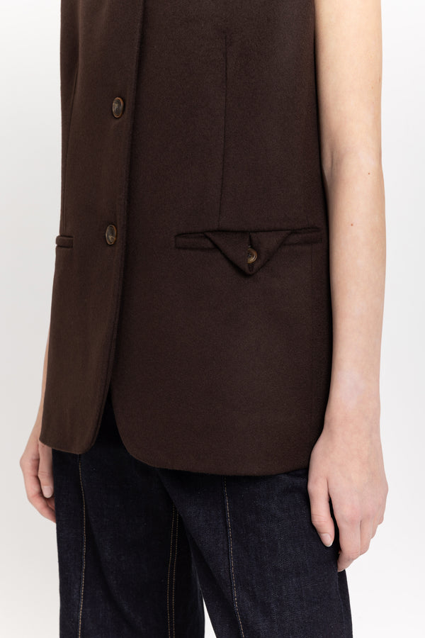 nehera Chocolate Wool Cashmere Blend Tailored Vest