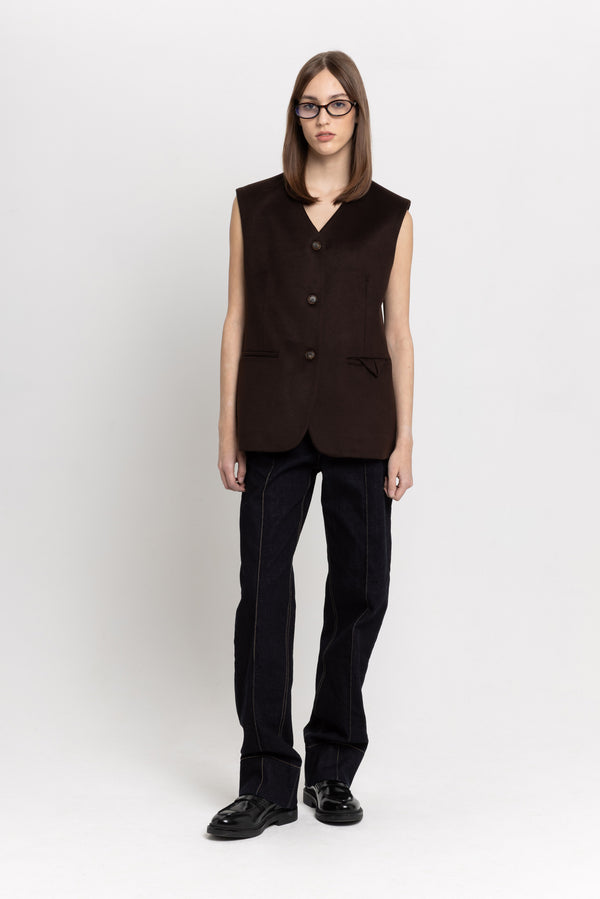 nehera Chocolate wool cashmere blend tailored vest