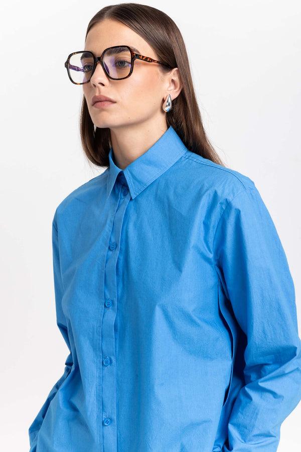 Nehera Cobalt Blue Luxury Poplin Regular Fit Shirt