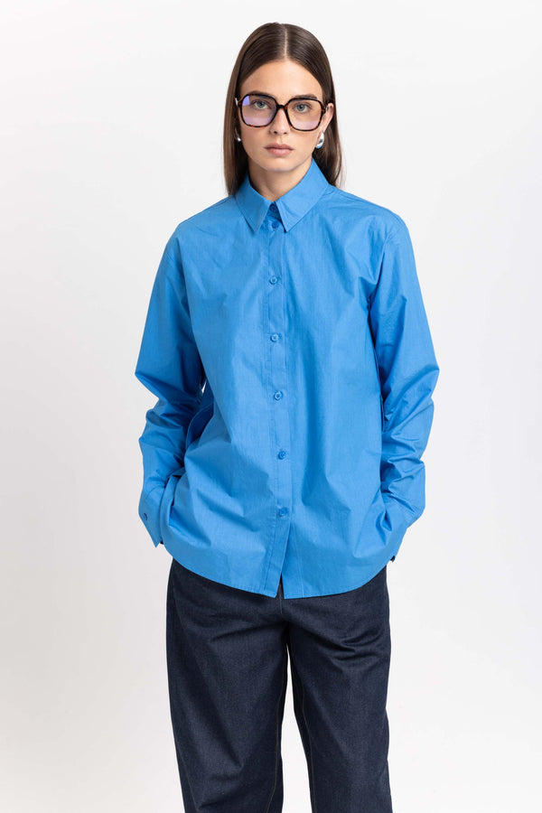 Nehera Cobalt Blue Luxury Poplin Regular Fit Shirt