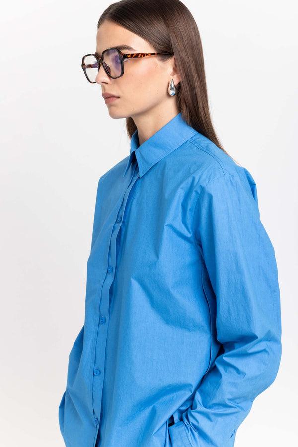 Nehera Cobalt Blue Luxury Poplin Regular Fit Shirt