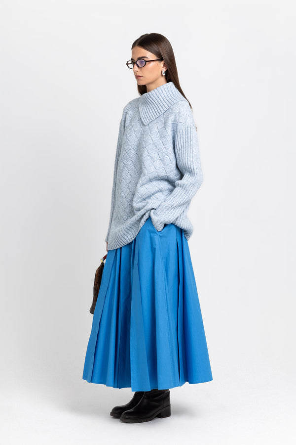 Nehera Cobalt Blue Poplin Voluminous Skirt