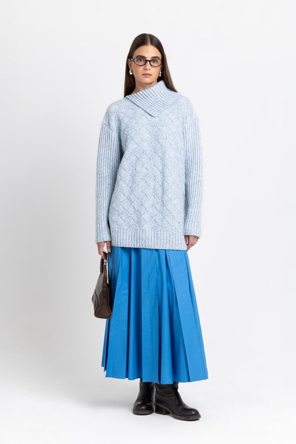 Nehera Cobalt Blue Poplin Voluminous Skirt