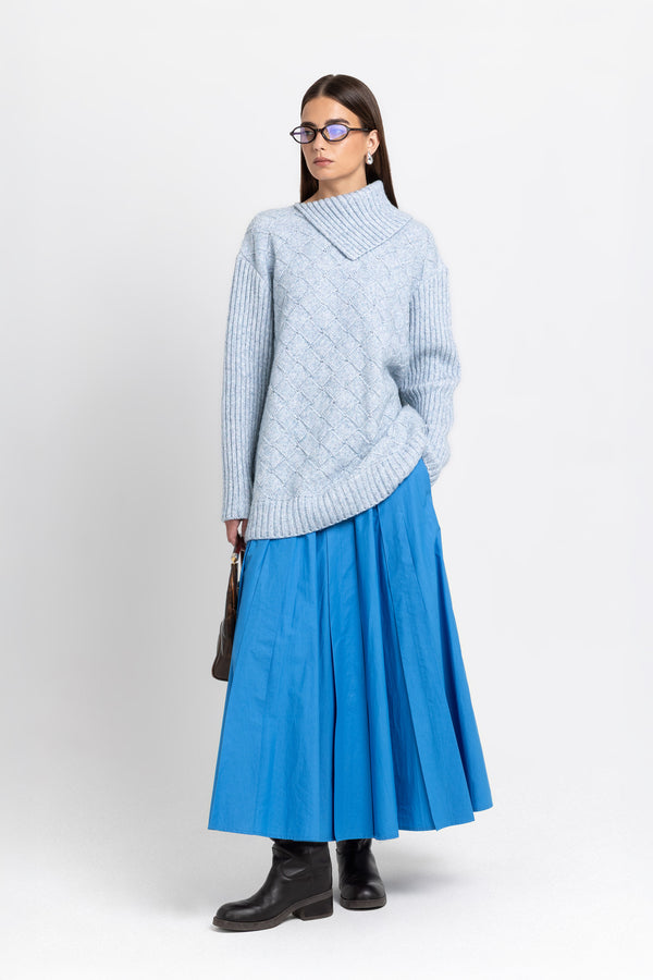 nehera Cobalt blue poplin voluminous skirt