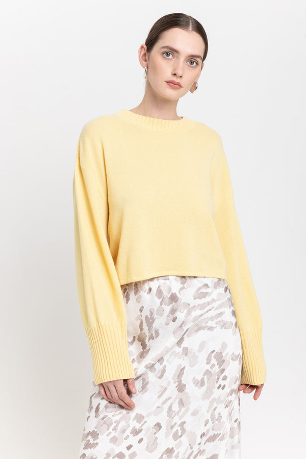 Nehera Daffodil Yellow Cashmere Cropped Pullover