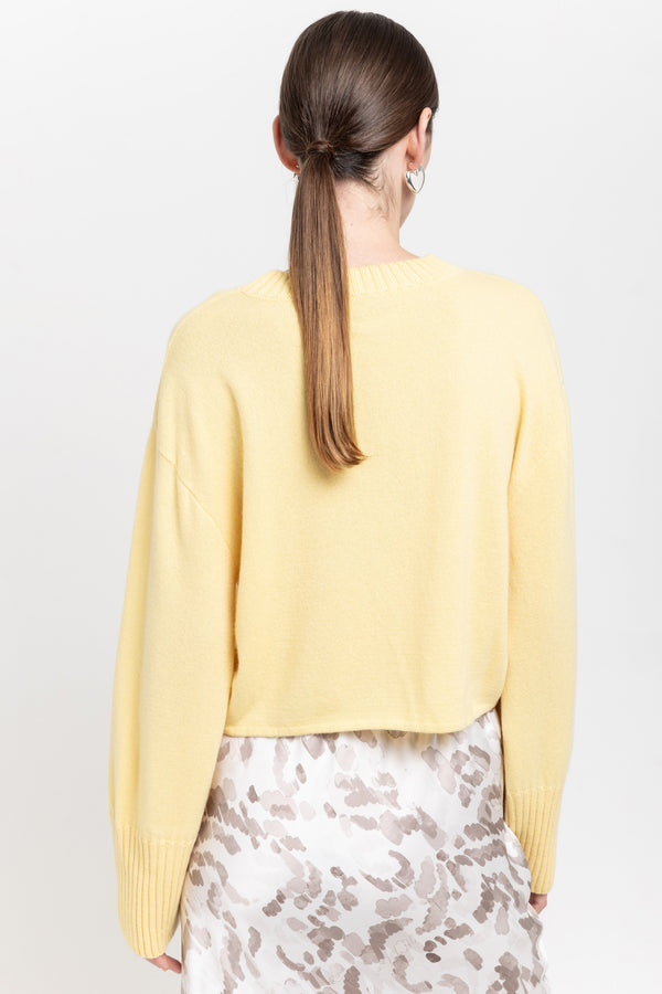 Nehera Daffodil Yellow Cashmere Cropped Pullover