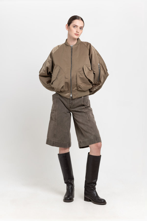 nehera Dark beige trench cotton satin bomber