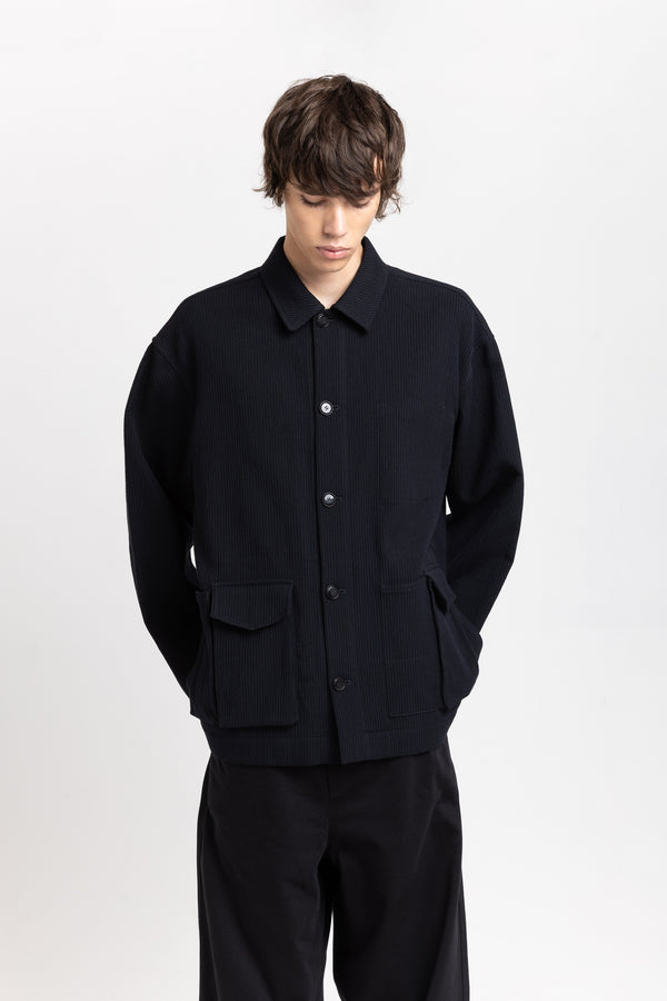 Nehera Dark Blue & Black Corded Cotton Blend Jacket