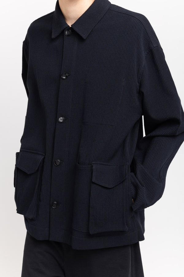 Nehera Dark Blue & Black Corded Cotton Blend Jacket