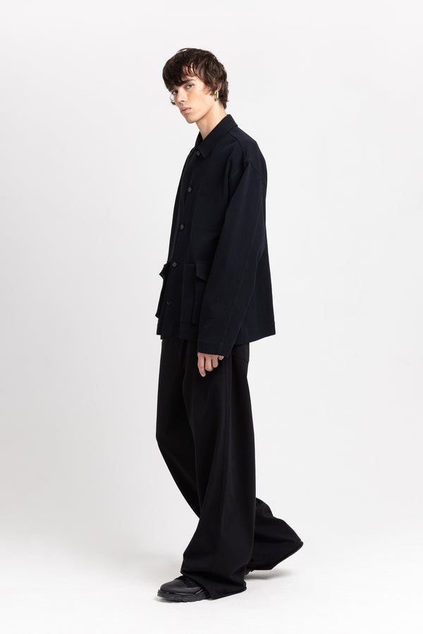 Nehera Dark Blue & Black Corded Cotton Blend Jacket