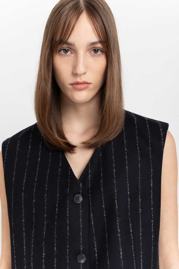 Nehera Dark Blue Light Wool Tailored Vest