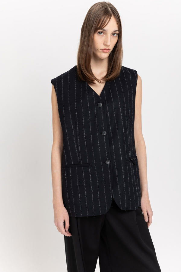 Nehera Dark Blue Light Wool Tailored Vest