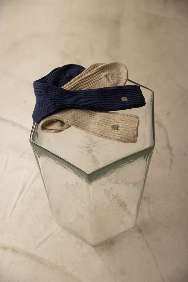 Nehera Dark Blue Pure Cotton Ribbed Socks