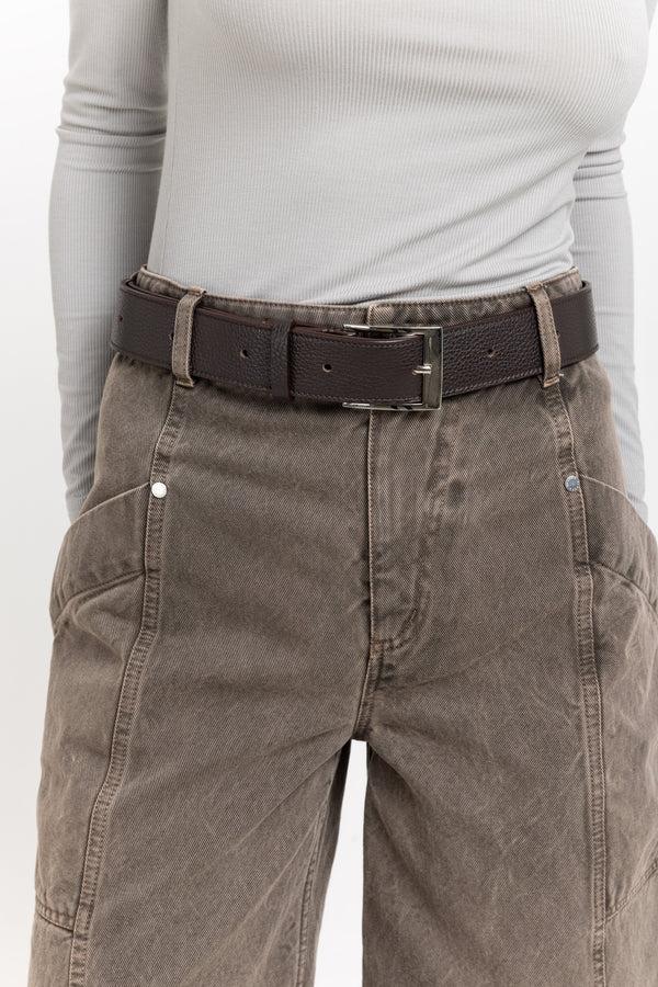 Nehera Dark Brown Short Leather Belt