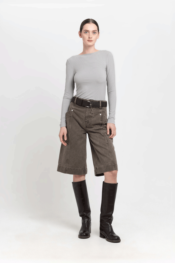 nehera Dark brown short leather belt