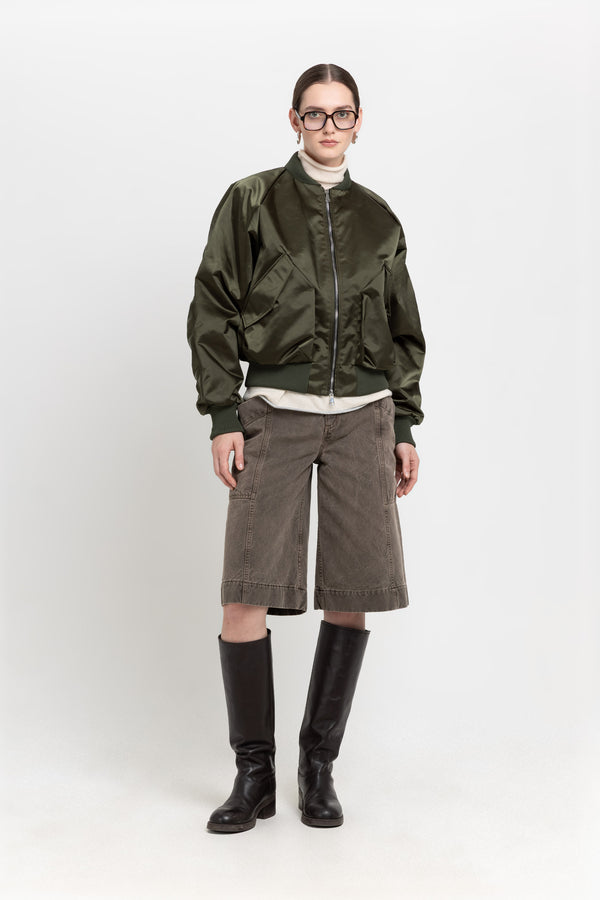 Nehera Dark Green Econyl Satin Bomber