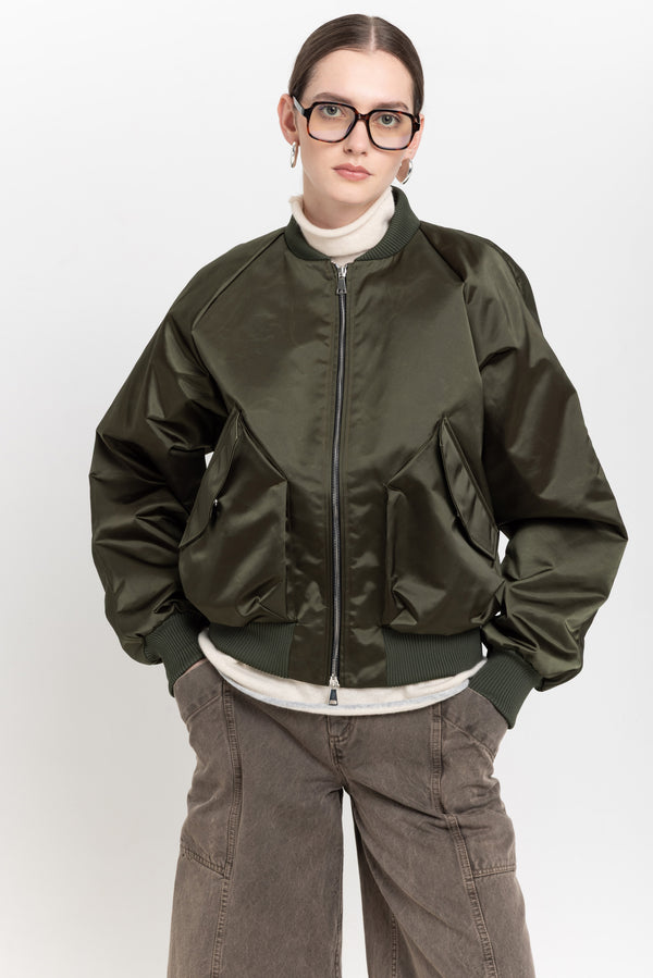 Nehera Dark Green Econyl Satin Bomber