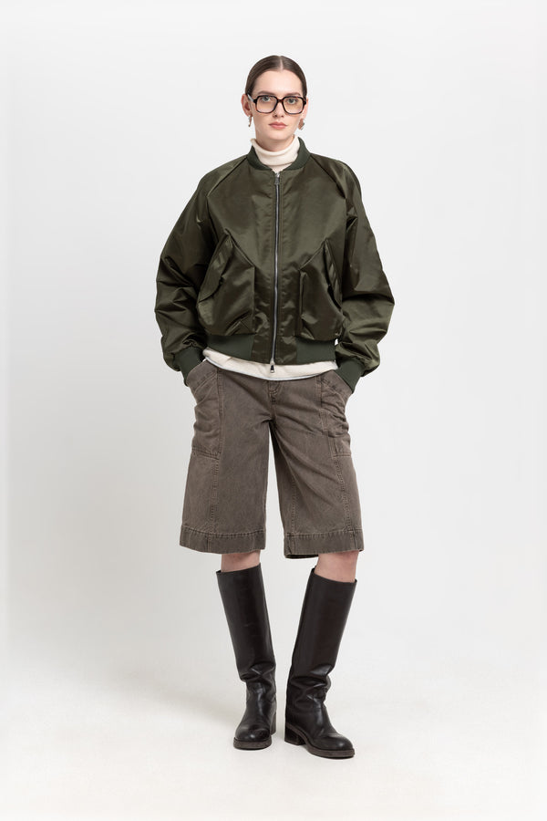nehera Dark green econyl satin bomber