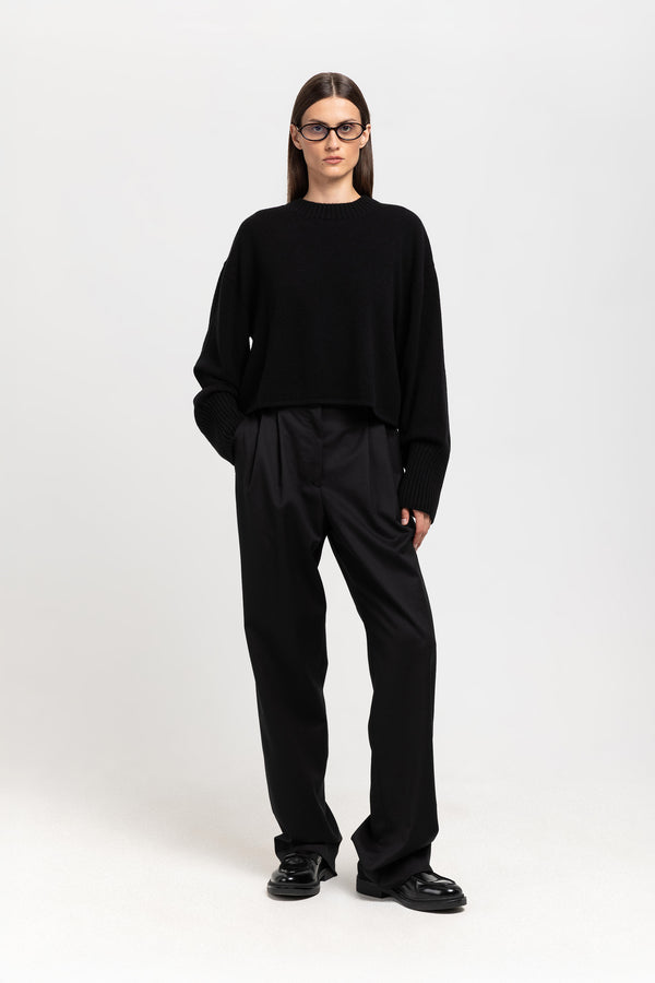 nehera Deep black twill wool tailored pants