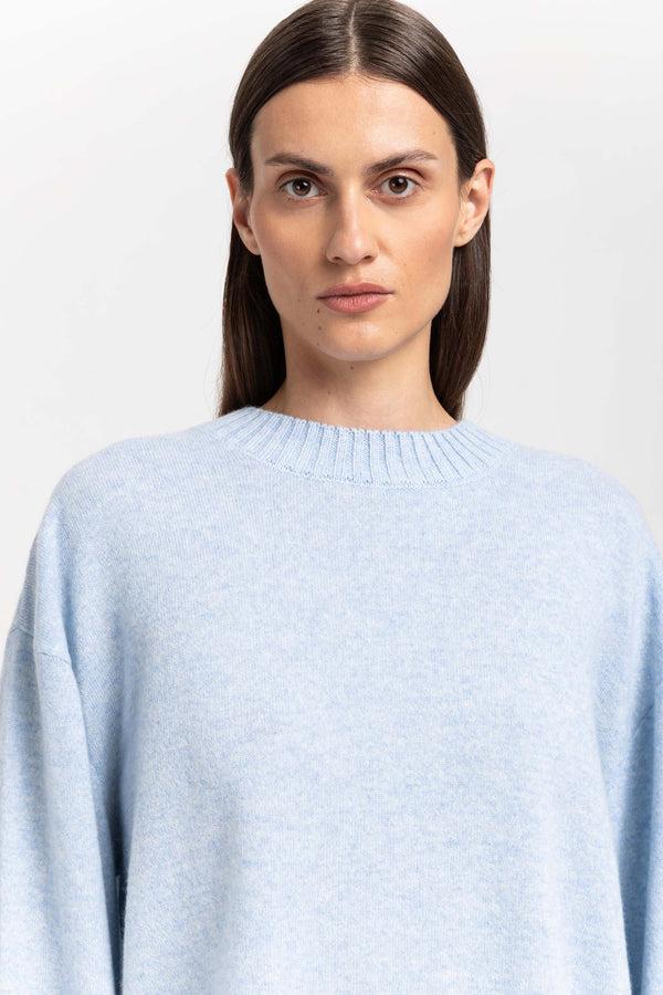 Nehera Denim Blue Cashmere Cropped Pullover