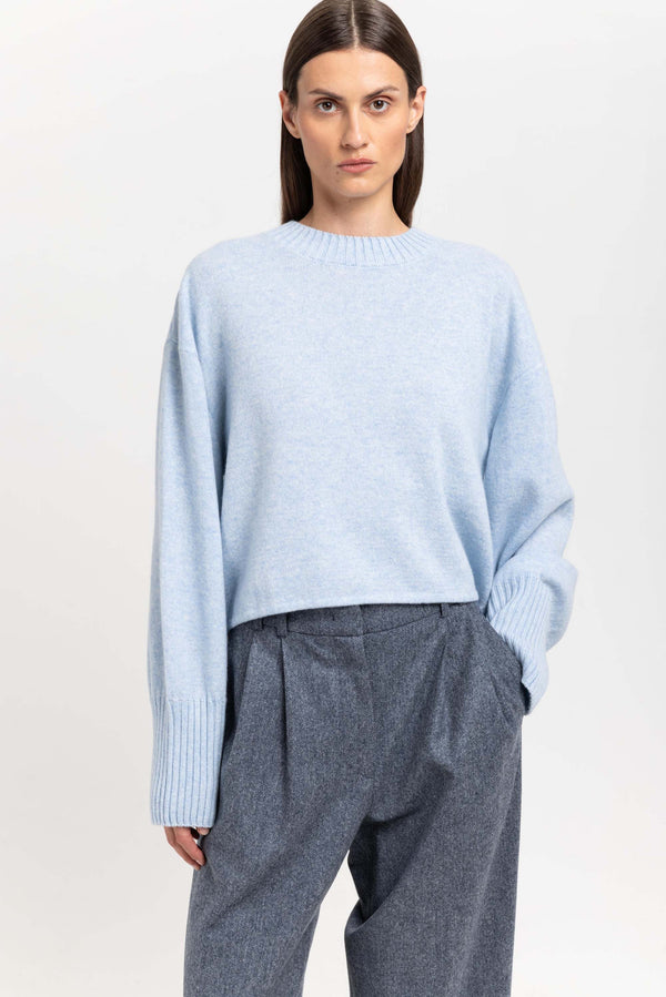 Nehera Denim Blue Cashmere Cropped Pullover