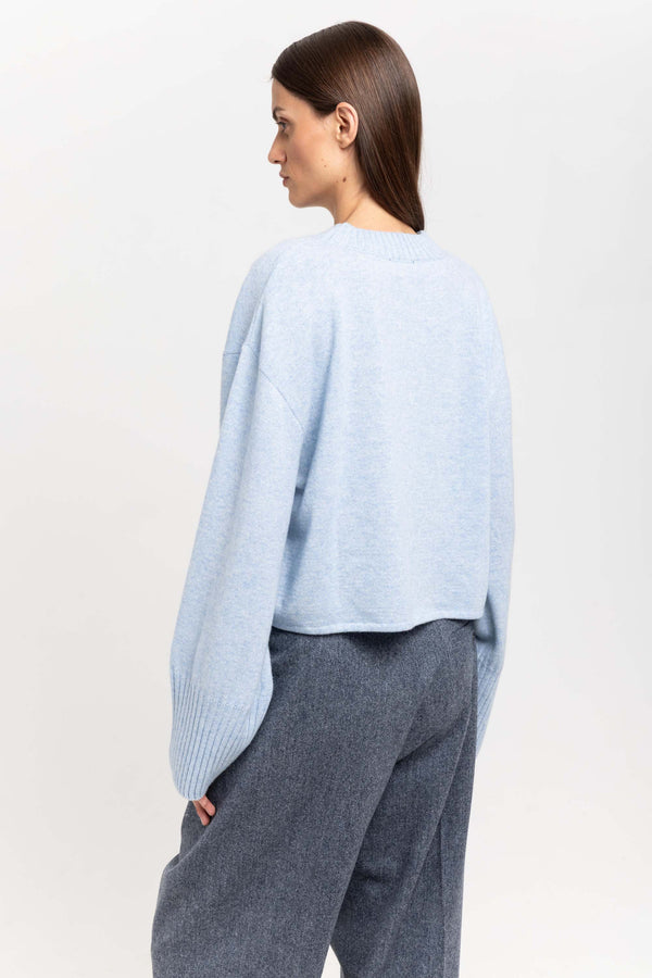 Nehera Denim Blue Cashmere Cropped Pullover