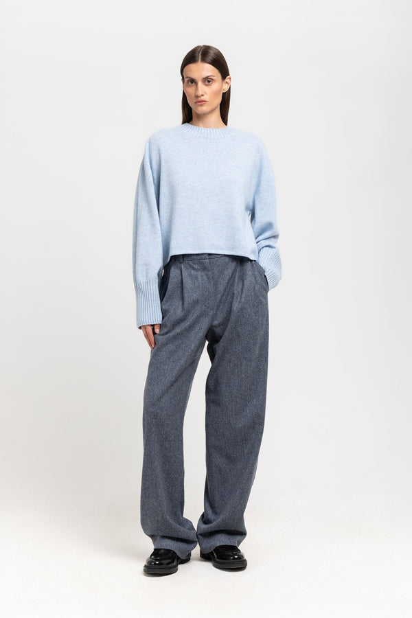 nehera Denim blue cashmere cropped pullover