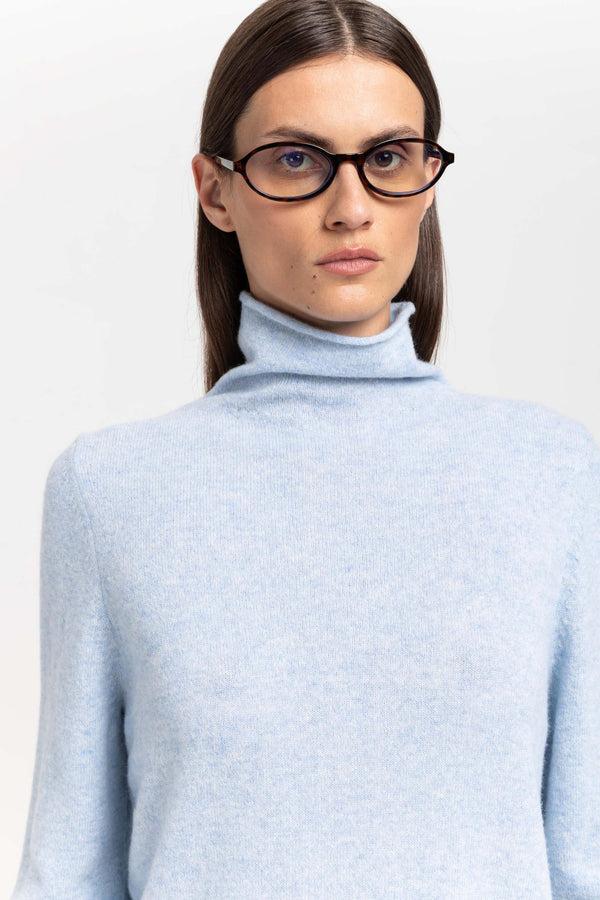 Nehera Denim Blue Cashmere Lightweight Turtleneck