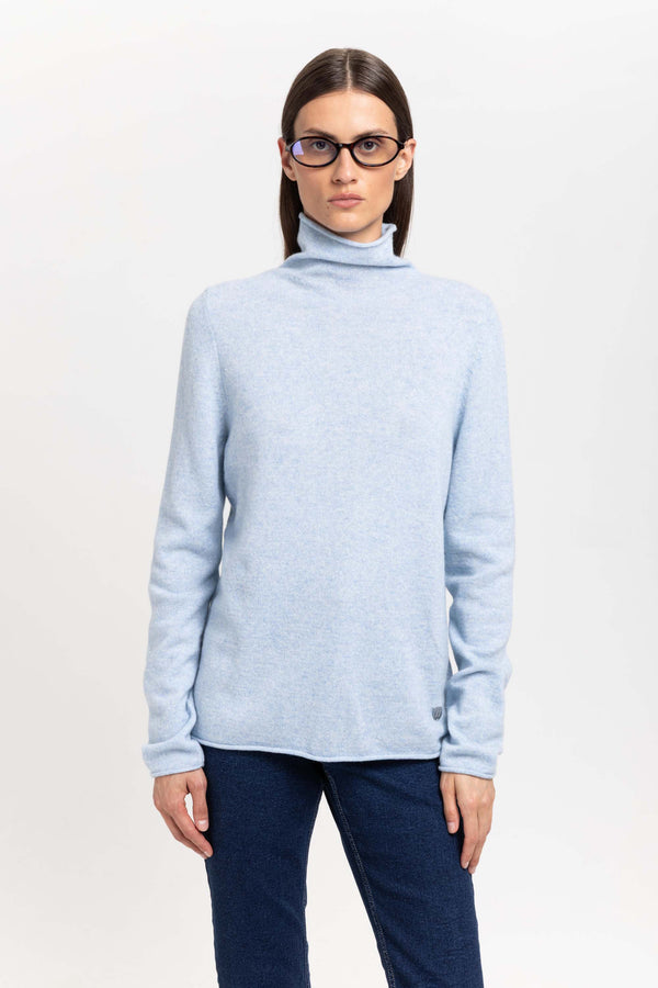 Nehera Denim Blue Cashmere Lightweight Turtleneck