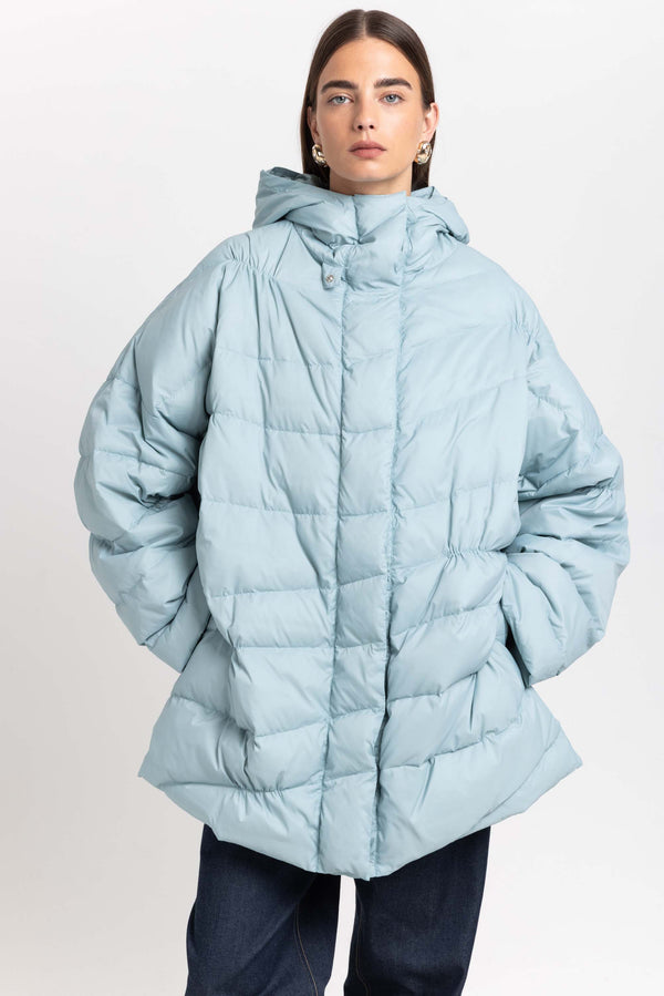 Nehera Dusty Blue Down Coat With Scarf