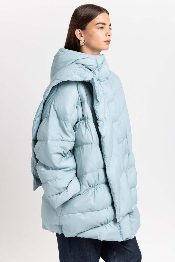 Nehera Dusty Blue Down Coat With Scarf