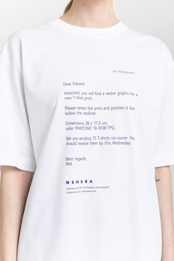 Nehera 'EMAIL' White Bio Cotton Unisex T-shirt