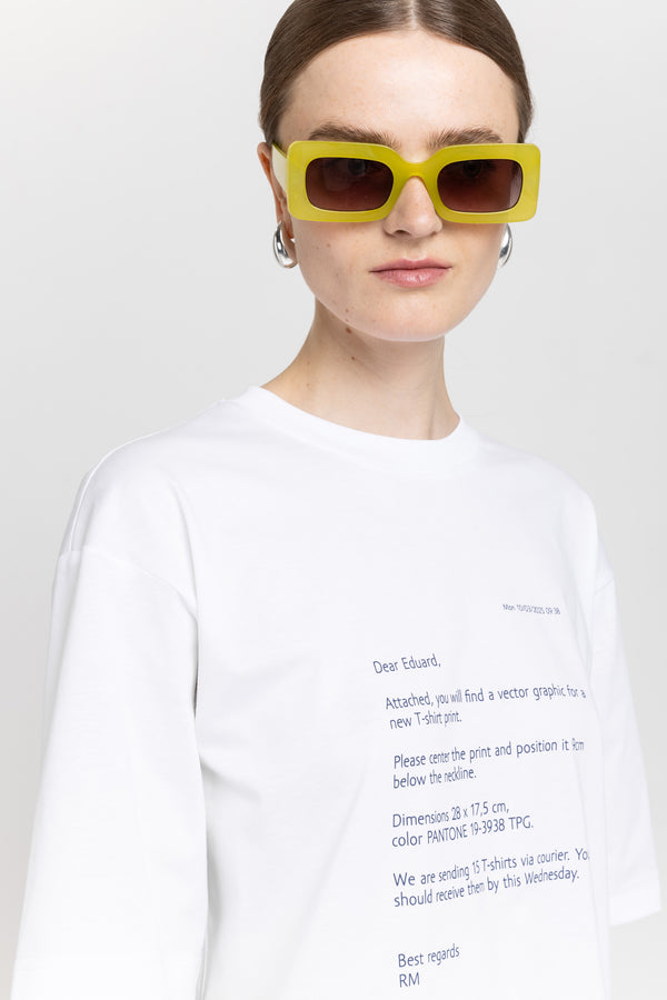 nehera 'EMAIL' White bio cotton unisex t-shirt