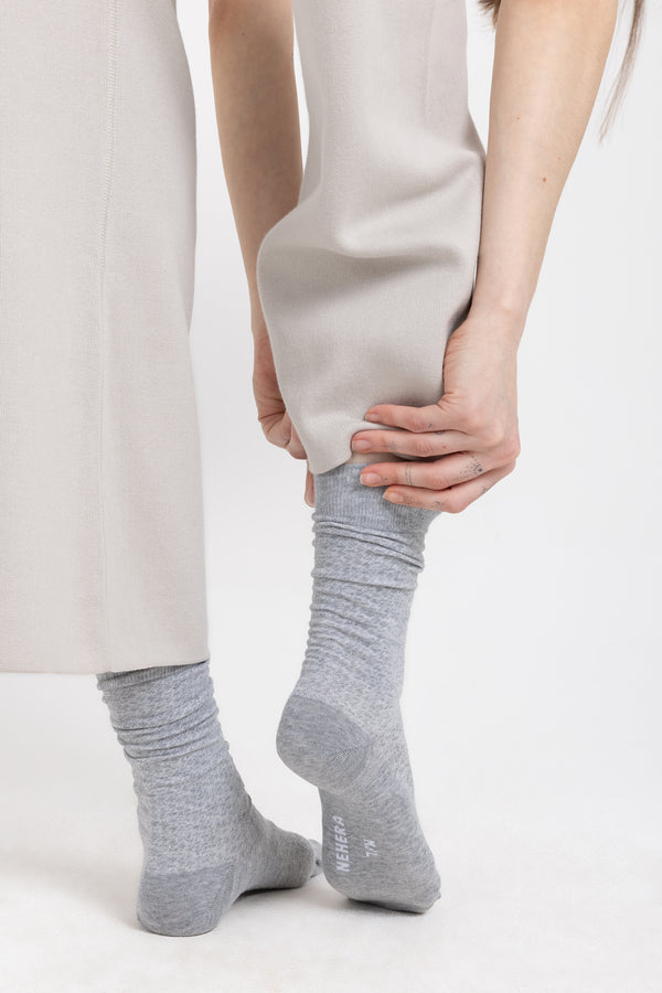 Nehera Grey Cotton Blend Socks With Fine Pattern