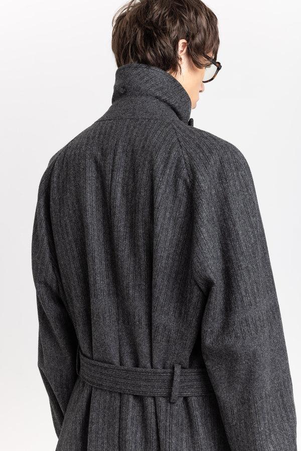 Nehera Grey & Green Striped Flannel Short Coat