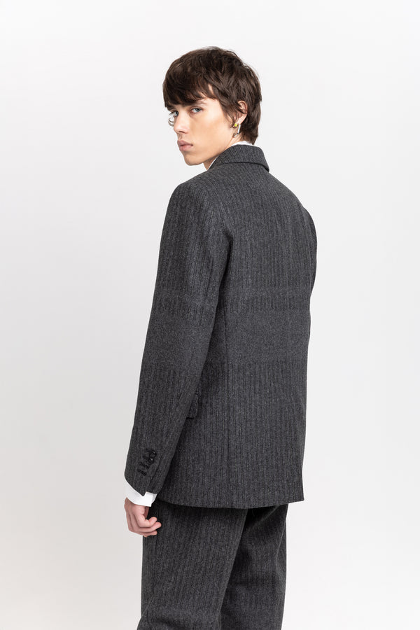 Nehera Grey & Green Striped Flannel Tailored Jacket