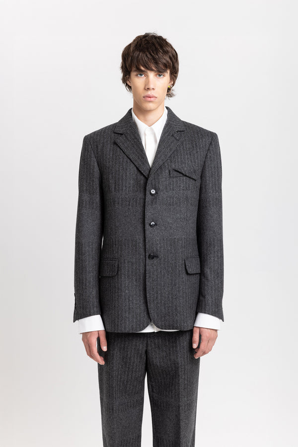 Nehera Grey & Green Striped Flannel Tailored Jacket