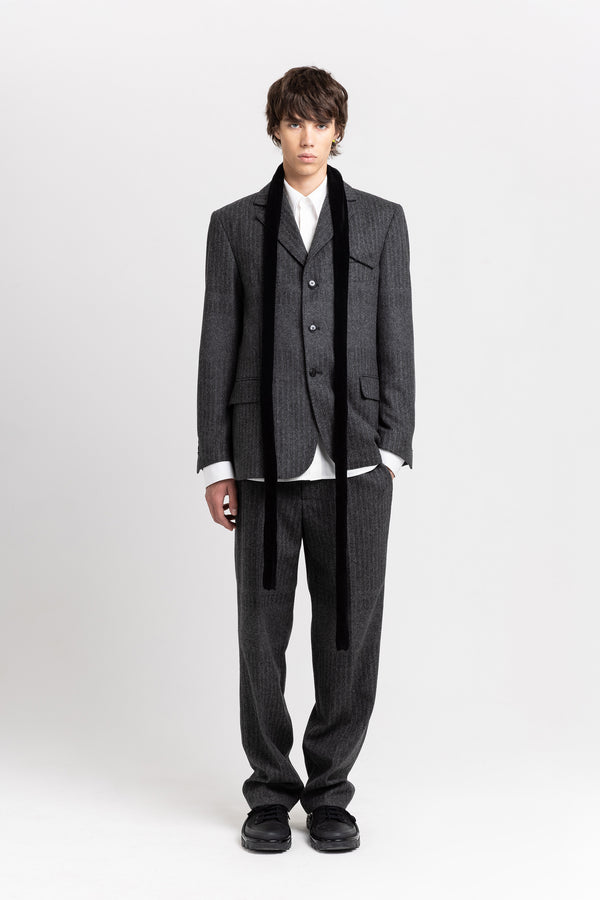 nehera Grey & green striped flannel tailored jacket