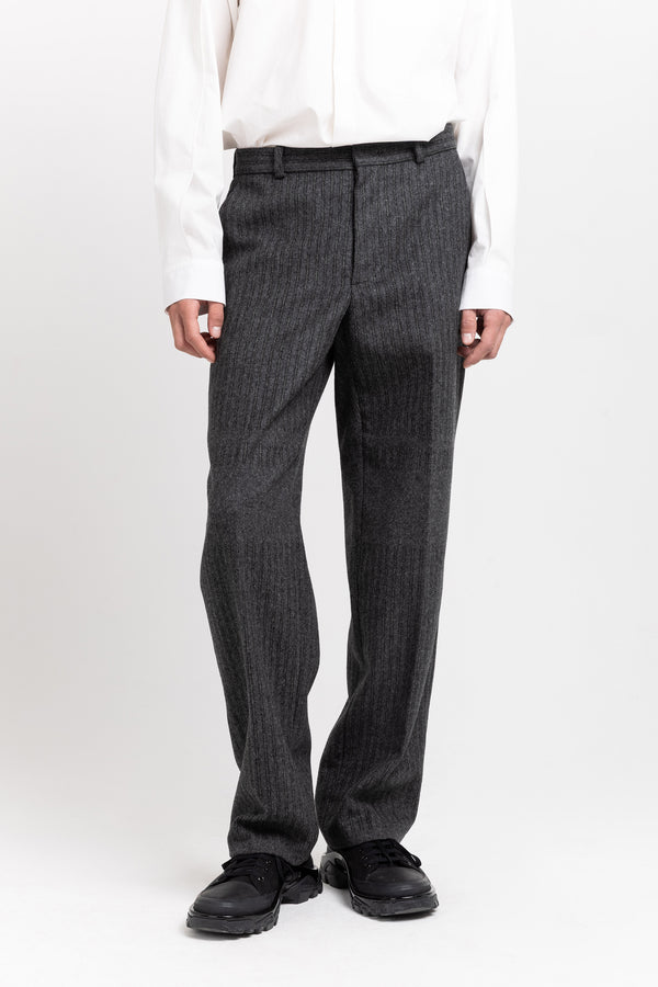 Nehera Grey & Green Striped Flannel Tailored Pants