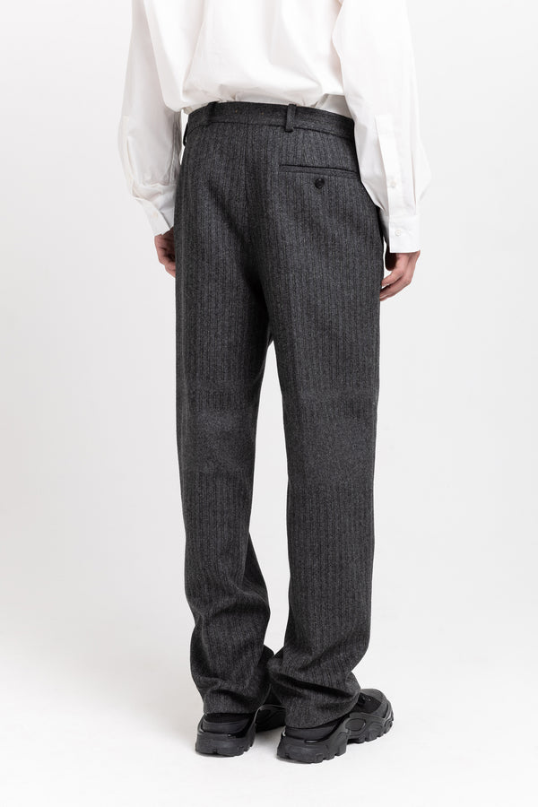 Nehera Grey & Green Striped Flannel Tailored Pants