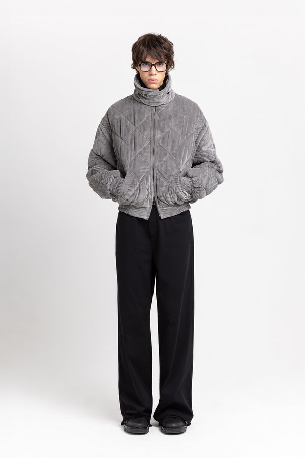 nehera Grey quilted corduroy bomber jacket