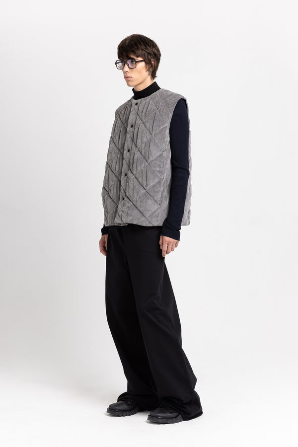 Nehera Grey Quilted Corduroy Vest